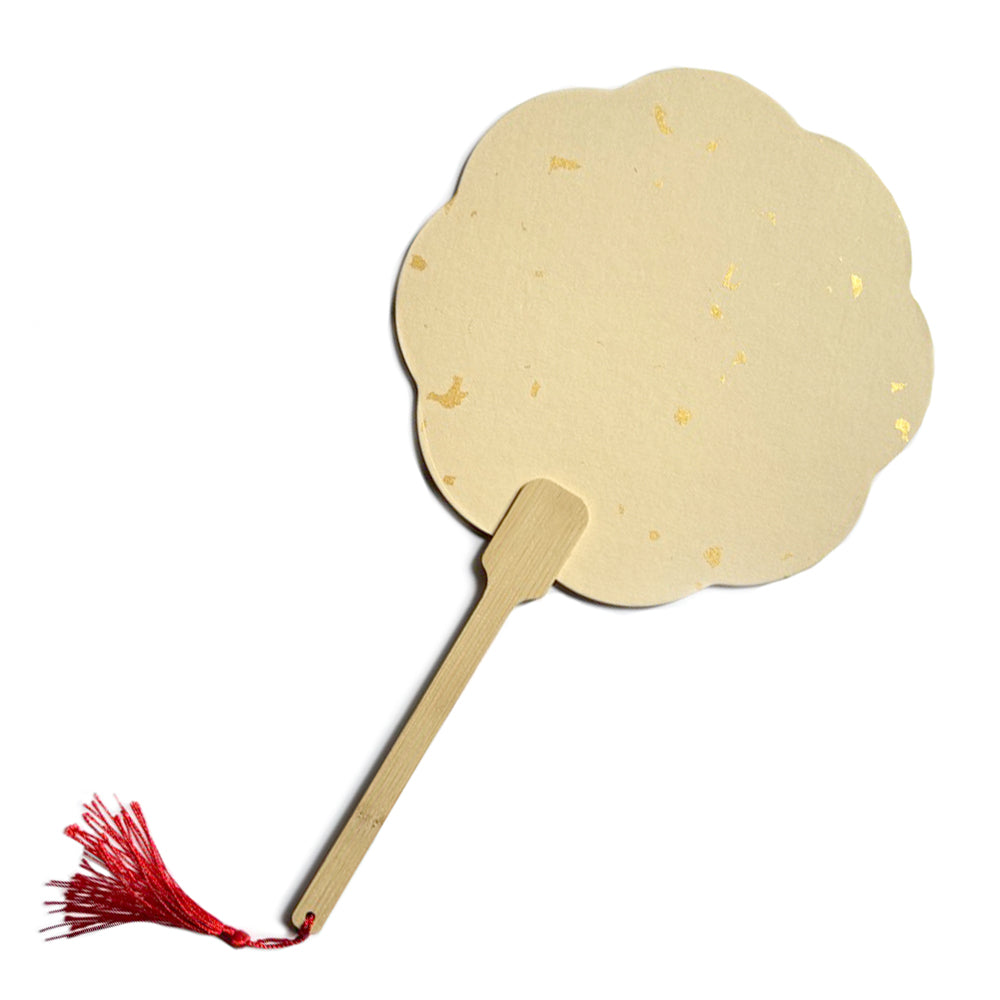 scalloped rice paper paddle fan